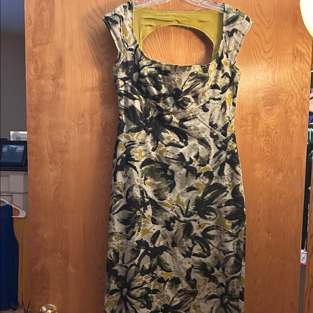 Jessica Simpson Backless Dress in Black and Yellow Floral